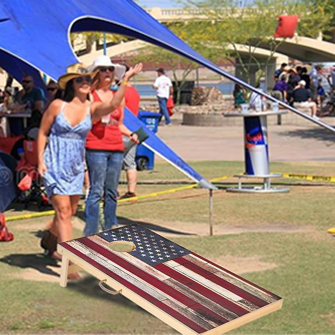 Solid Wood Vintage Cornhole Game Set, Two 4'x2'Cornhole Boards, 8 Cornhole Bags for Indoor and
