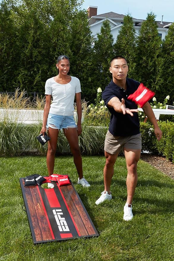 ESPN Cornhole Board Set Includes Bean Bags and Travel Case, Ideal for Kids Games, Family Games, and