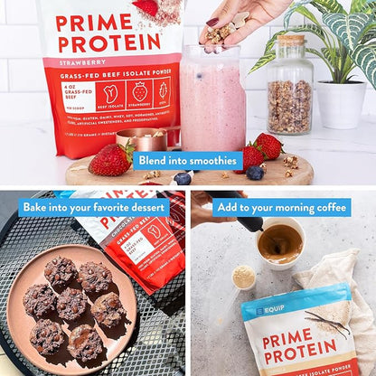 Equip Foods Prime Protein Powder | Clean, Grass Fed Beef Protein Powder | Carnivore Protein Isolate