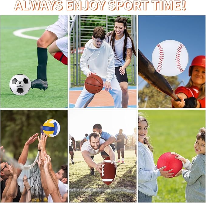 Deekin 12 Pcs Assorted Sport Ball Set Official Size Basketball, Football, Volleyball, Soccer