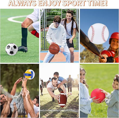 Deekin 12 Pcs Assorted Sport Ball Set Official Size Basketball, Football, Volleyball, Soccer