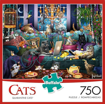 Buffalo Games - Brigid Ashwood - Quarantine Cats - 750 Piece Jigsaw Puzzle For Adults -Challenging
