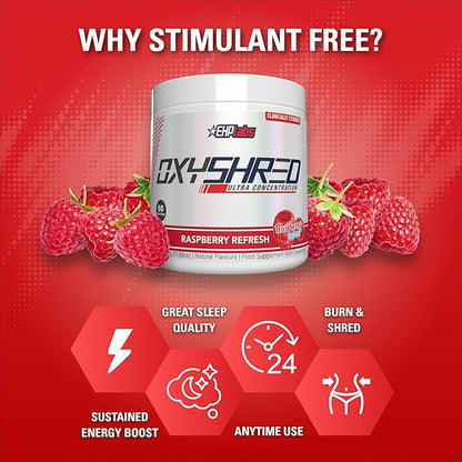 EHP Labs OxyShred Non Stimulant Pre Workout Powder - Stim Free, Caffeine Free Preworkout for Men &