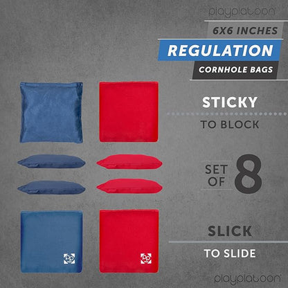 Professional Cornhole Bags - Set of 8 Regulation All Weather Double Sided - Sticky Side/Slick Side