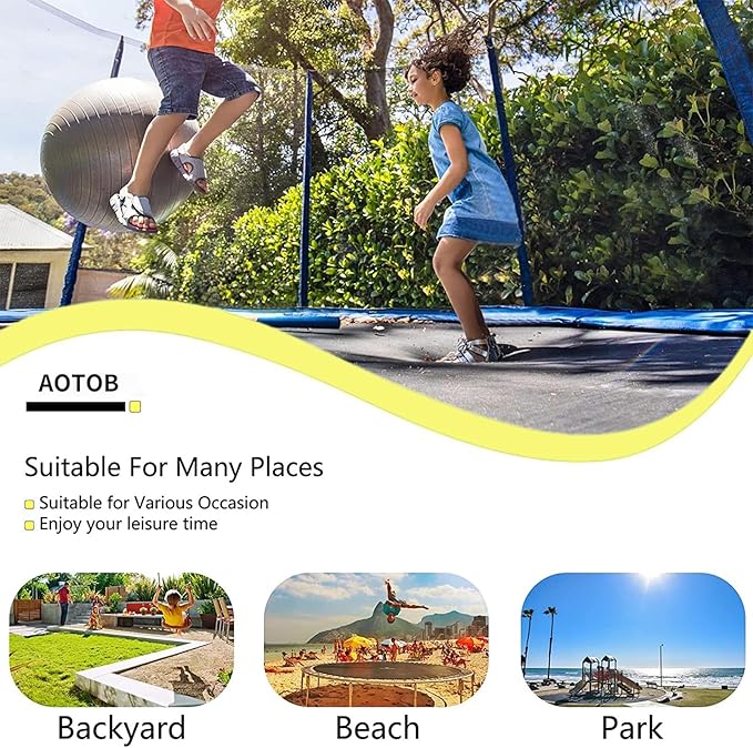 AOTOB 8FT 10FT 12FT 14 FT 15FT Trampoline with Safety Enclosure Net，Outdoor Trampoline with