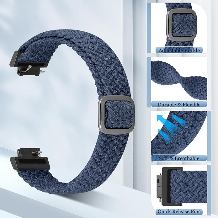 Elastic Braided Watch Band Compatible with Fitbit Inspire 3/Inspire 2/Inspire/Inspire HR/Fitbit ace