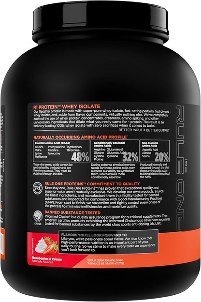 Rule 1 R1 Protein Whey Isolate - with 25g Protein & 6g BCAA Exclusively from Isolated & Hydrolyzed