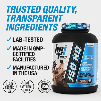 BPI Sports ISO HD Isolate Protein Powder ??100% Whey Isolate, Protein Powder for Muscle Gain