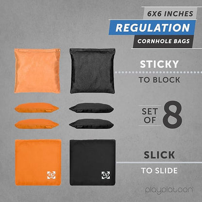 Professional Cornhole Bags - Set of 8 Regulation All Weather Double Sided - Sticky Side/Slick Side