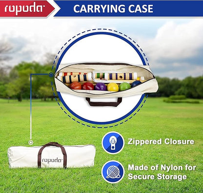 ropoda Six-Player Croquet Set with Wooden Mallets, Colored Balls, Sturdy Carrying Bag for Adults