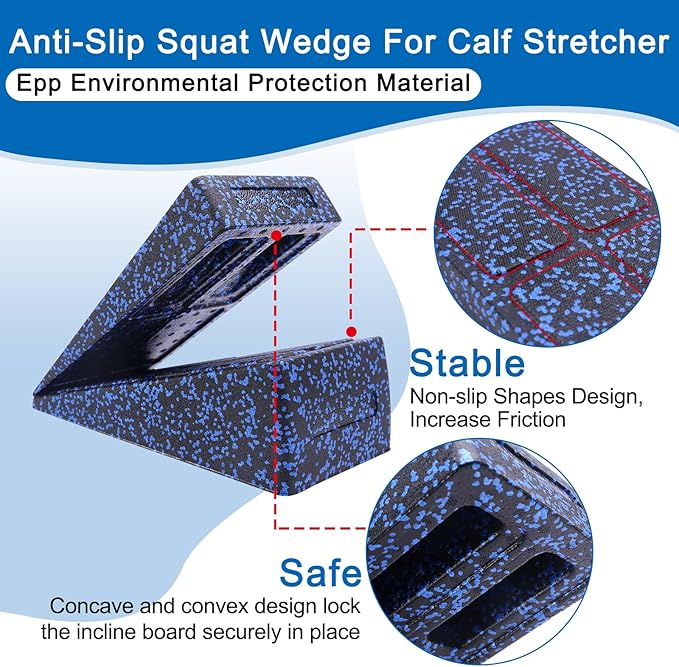 Slant Board Squat Wedge for Calf Stretchingï¼? Pcs 12" x 6.3" Foot Stretcher Balance Board for