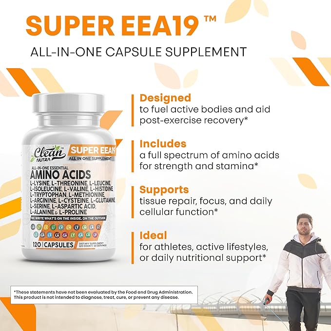 Clean Nutraceuticals Amino Acids Supplement L-Lysine, L-Threonine, L-Leucine, Isoleucine, Valine