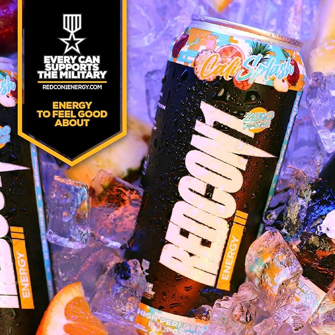 REDCON1 Energy High Performance Drink, Cali Splash - Zero Sugar Energy Drink with Alpha GPC