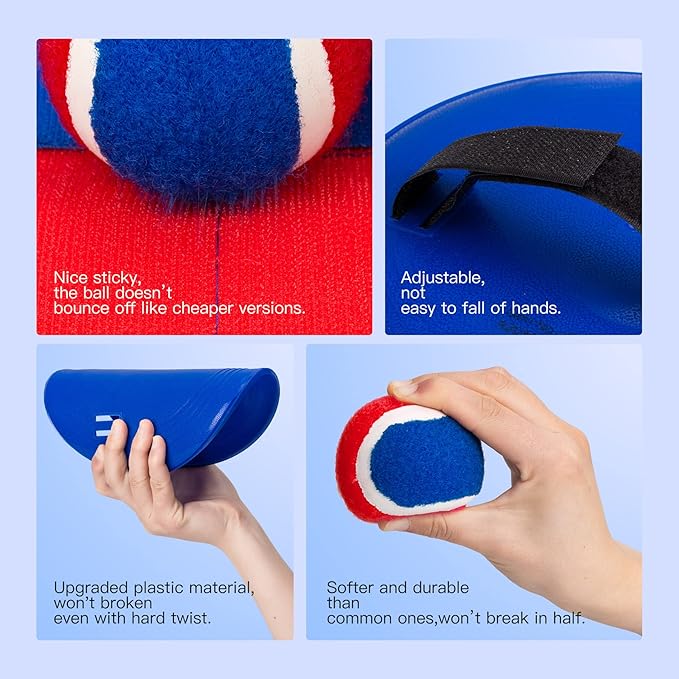 EVERICH Upgraded Toss and Catch Ball Game Set - Indoor and Outdoor Games for Kids 3-12, Beach Sand