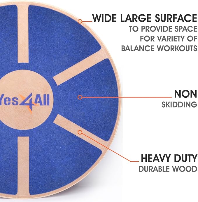 Yes4All Versatile Wooden Wobble Balance Board, Balance Trainer for Mobility Training, Standing