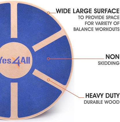 Yes4All Versatile Wooden Wobble Balance Board, Balance Trainer for Mobility Training, Standing