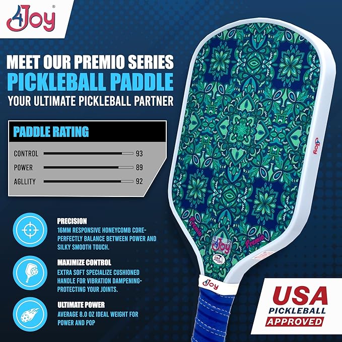 4Joy Pickleball Paddle Premio Series - Thermoformed Premium T700 Carbon Fiber Pickleball Paddless