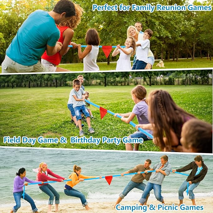Tug of War Rope Games 40ft for Kids Adult, Field Day Family Reunion Outdoor Outside Yard Backyard