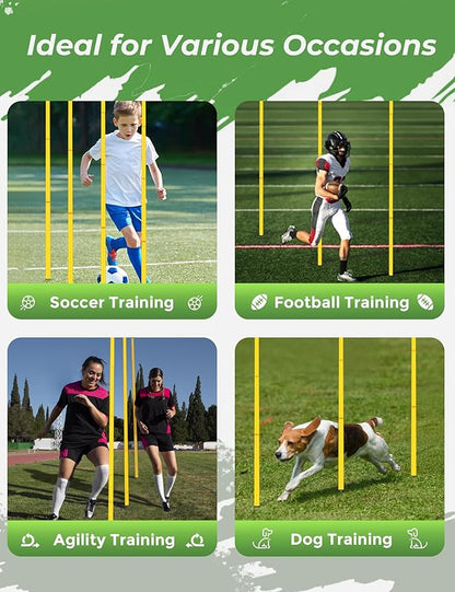 SEAOTTER Soccer Agility Training Poles, 6/10/20Pcs 6FT Adjustable Detachable Sports Speed Training