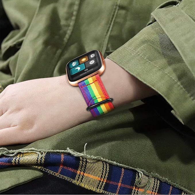 FINTIE Bands Compatible with Fitbit Versa 2/1 / Lite Edition, Soft Nylon Replacement Strap
