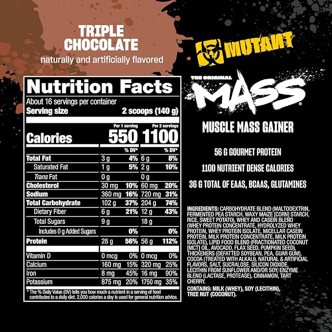 Mutant Mass | Weight Mass Gainer Protein Powder - high Calorie Protein Powder for Mass gain