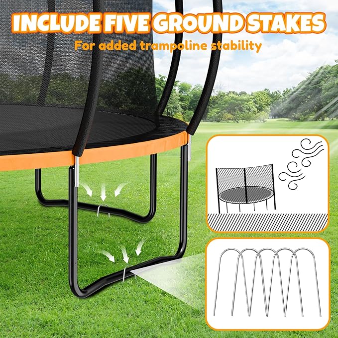 14FT & 16FT Trampoline for Kids & Adults, Big Round Trampoline with Basketball Hoop, Sprinkler &