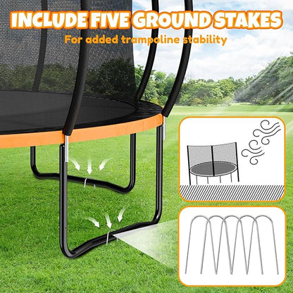 14FT & 16FT Trampoline for Kids & Adults, Big Round Trampoline with Basketball Hoop, Sprinkler &