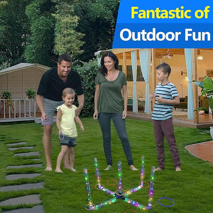 Outdoor Ring Toss Game, Upgraded 15-Inch Backyard and Lawn Games for Adults & Kids, Backyard