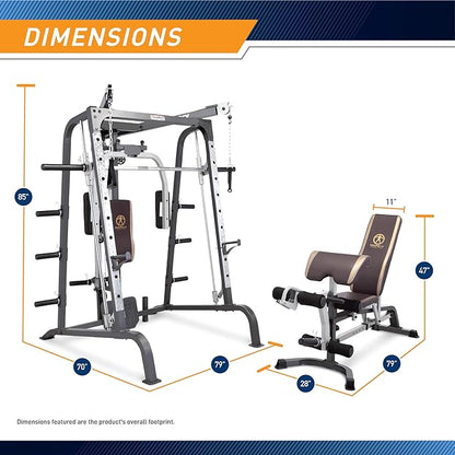 MARCY Smith Cage Workout Machine Full Body StrengthTraining Home Gym Equipment System with Leg