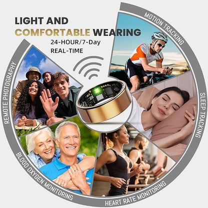 Smart Ring for Women Men, Health Tracker with Heart Rate/Blood Oxygen/Blood Pressure/Sleep
