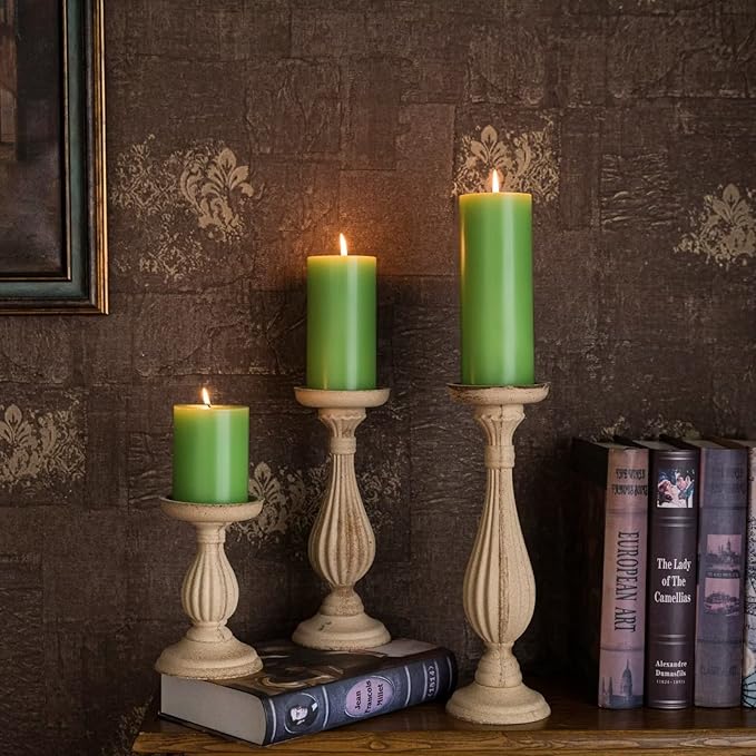 MOZEAL 3" x 6" Hand-Poured Unscented Candle,Dripless Pillar Candle Set of 3,Long Lasting