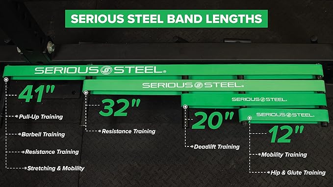 Serious Steel Fitness 32" Resistance Training Bands (Portable Exercise Band System Training Bands