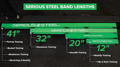 Serious Steel Fitness 32" Resistance Training Bands (Portable Exercise Band System Training Bands