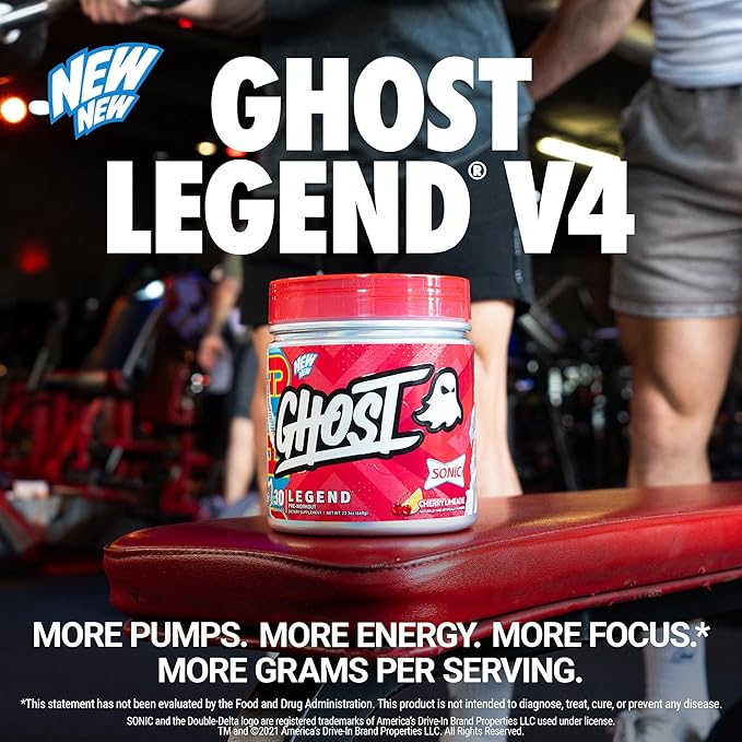 GHOST Legend Pre-Workout Powder, Sonic Cherry Limeade - 30 Servings ??Pre-Workout for Men & Women