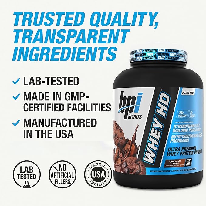 BPI Sports Whey HD Ultra Premium Protein Powder Isolate | Workout Whey Protein Powder For Men &