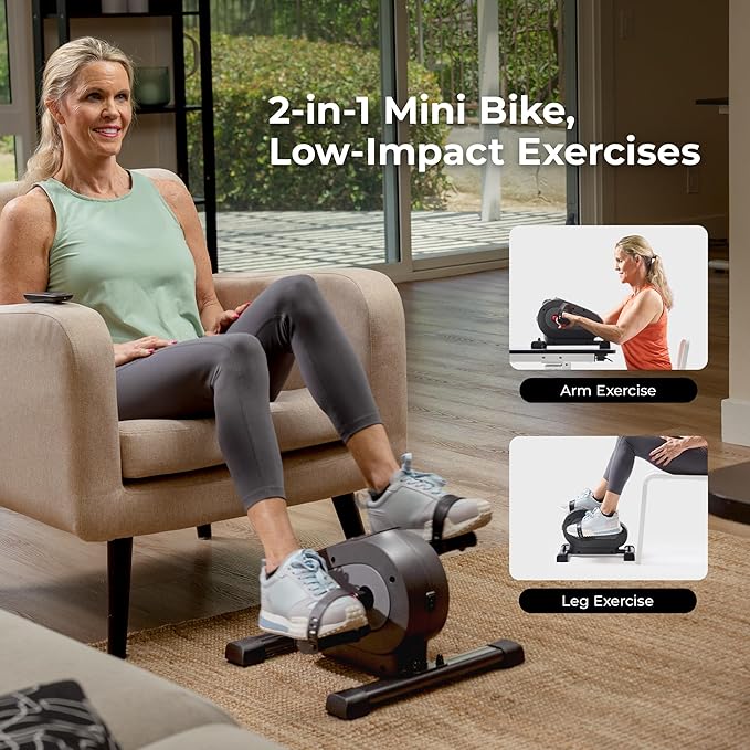Sunny Health & Fitness Smart Under-Desk Bike Exerciser, Low-Impact Cardio Cycling Equipment for