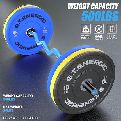 47" Olympic EZ Curl Bar 500-lbs Capacity Steel Barbell Suitable for 2" Weight Plates, 2-Inch Curl