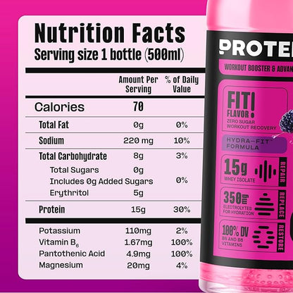 Protein2o Hydration Drink - 2-in-1 Liquid Clear Whey Protein Isolate and Electrolyte Drink - 15g