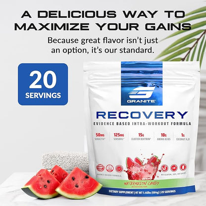 Granite Nutrition Recovery - Premium Intra-Workout Drink with EAAs, Cluster Dextrin, Sensoril &