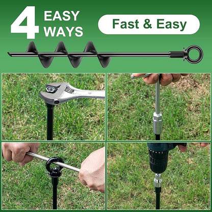 18 Inch Ground Anchors 4 Packs Heavy Duty Fully Welded Trampoline Stakes Screw in Anchors for Swing