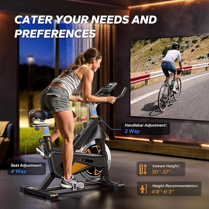MERACH Magnetic Exercise Bike, Indoor Cycling Bike with Self-Developed App, 350 lbs Weight Capacity