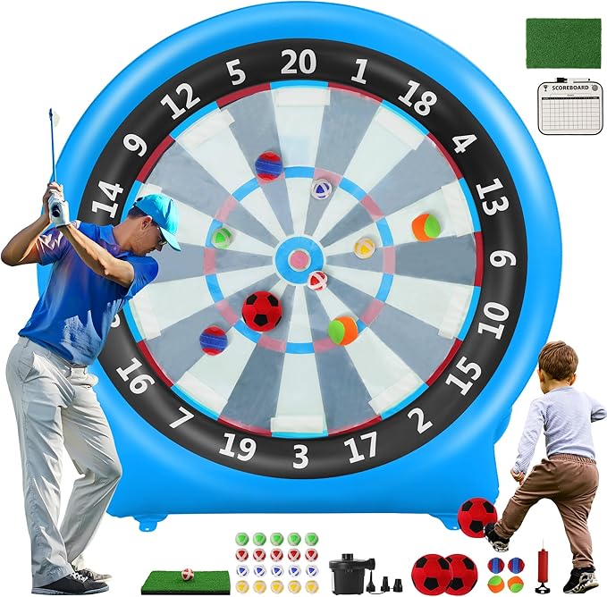6FT Inflatable Dartboard, Giant Kick Darts Soccer Darts Golf & Throw Dart with Air Pump, Giant