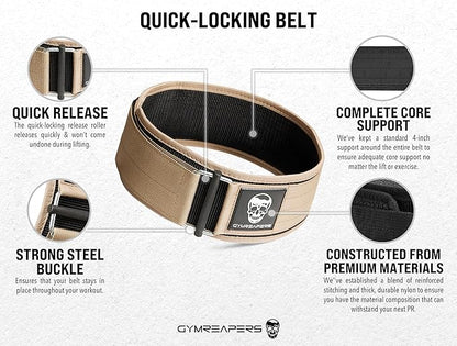 Gymreapers Quick Locking Weight Lifting Belt for Men Gym Belt for Powerlifting Deadlift Belt with 4