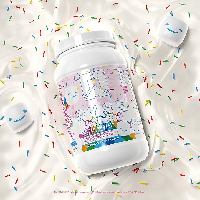 RYSE Loaded Protein Powder - Jet-Puffed Birthday Cake - 25g Whey Protein Isolate & Concentrate with