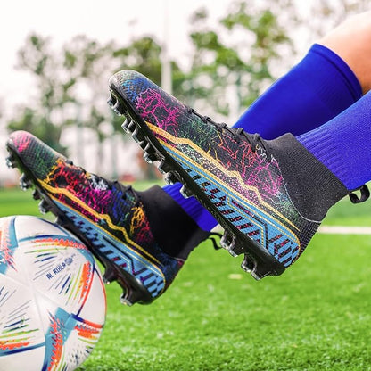 Soccer Cleats Mens Football Cleats Professional Soccer Shoes High-Tops Non-Slip Spikes for Big Boys