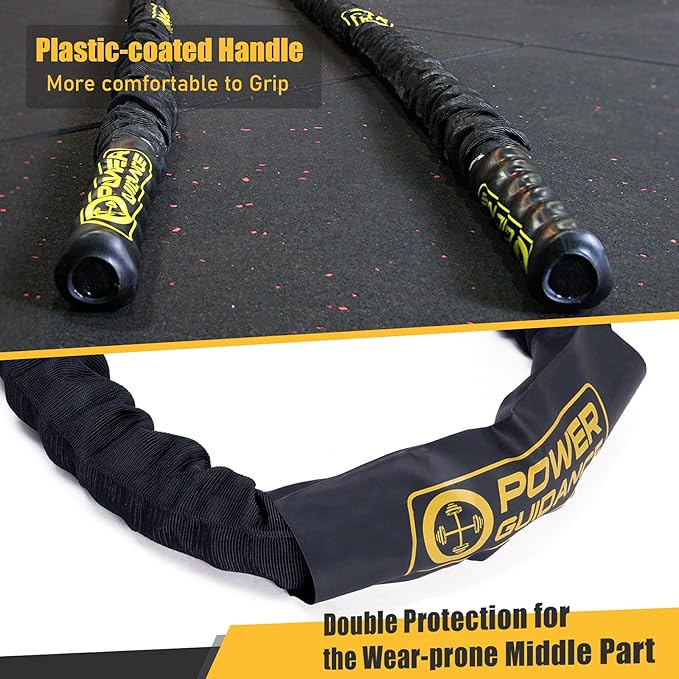 POWER GUIDANCE Battle Rope, 1.5/2 Inch Diameter Poly Dacron 30, 40, 50Ft Length Exercise Equipment