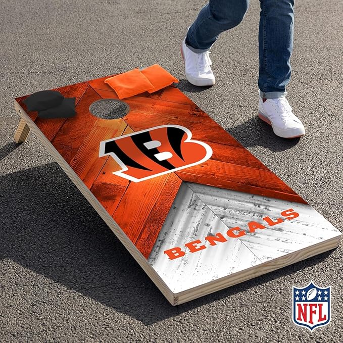 NFL Football 2' x 4' Regulation Size Solid Wood Cornhole Set with Direct Print HD Team Graphics