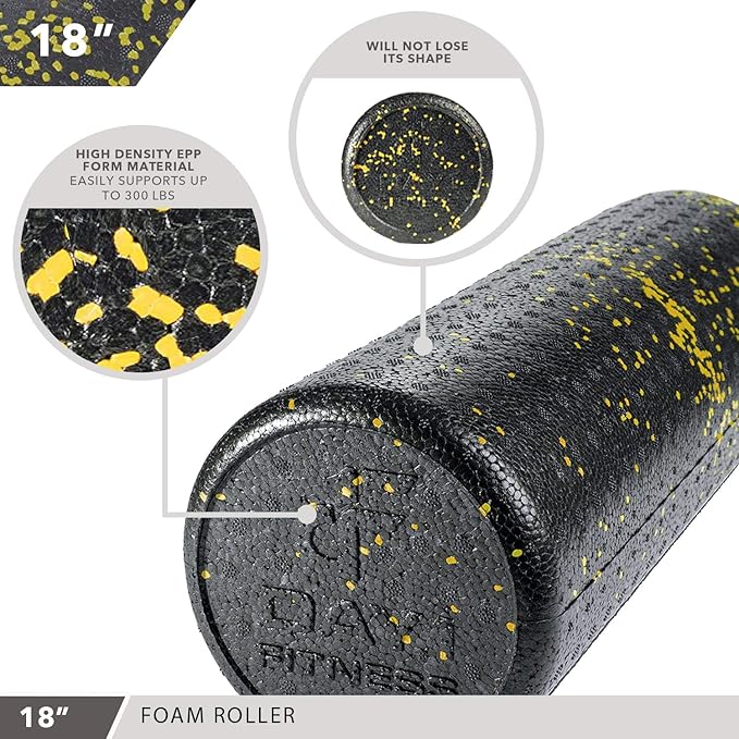 High-Density Round Foam Rollers - 4 Size and 8 Color Options - Massage Rollers for Stretching, Deep