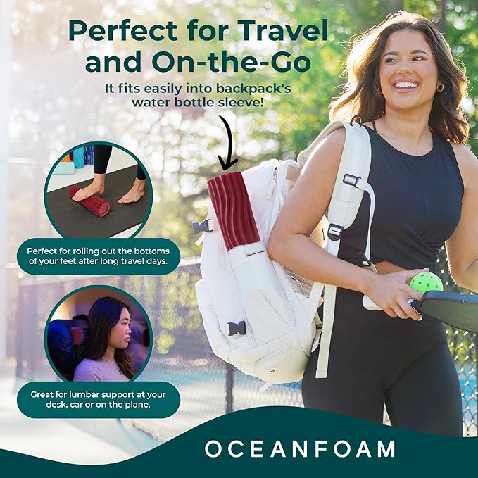 Oceanfoam Ripple Travel Foam Roller (11" x 3.35") Firm Mini Foam Roller for Physical Therapy, Deep