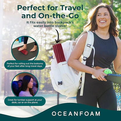 Oceanfoam Ripple Travel Foam Roller (11" x 3.35") Firm Mini Foam Roller for Physical Therapy, Deep